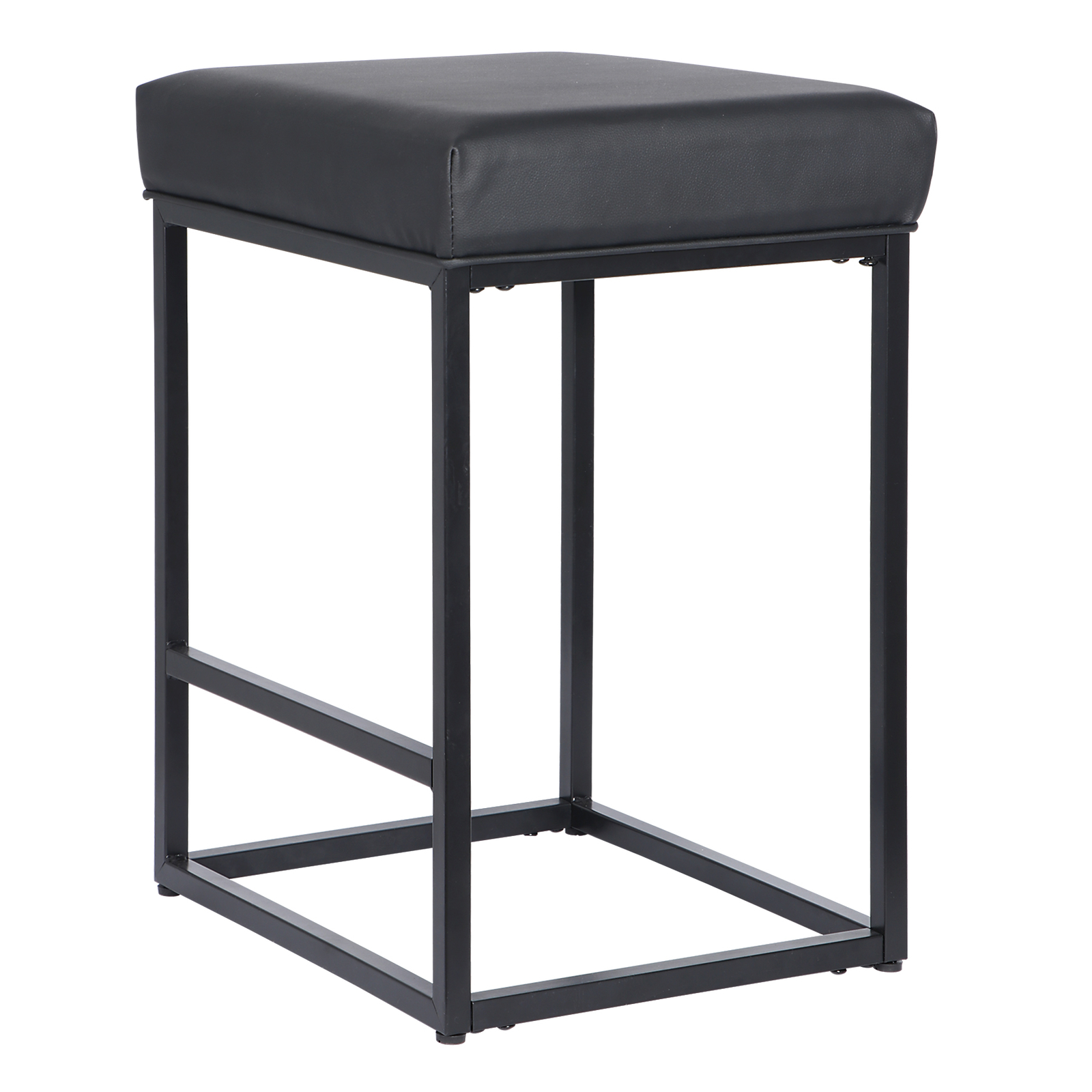 2PCS Black Backless Bar Stools PU Leather Stools Sturdy 330LBS Capacity Home