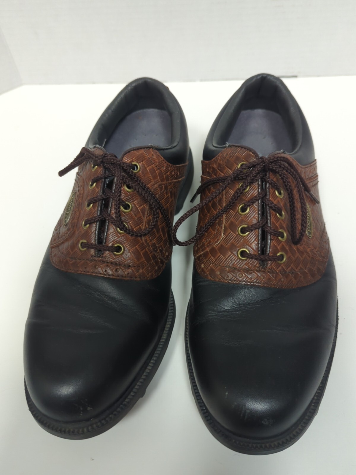 Foot Joy Golf Oxfords Mens Sz 8.5M Leather Black Brown Lace Up Sports 57812