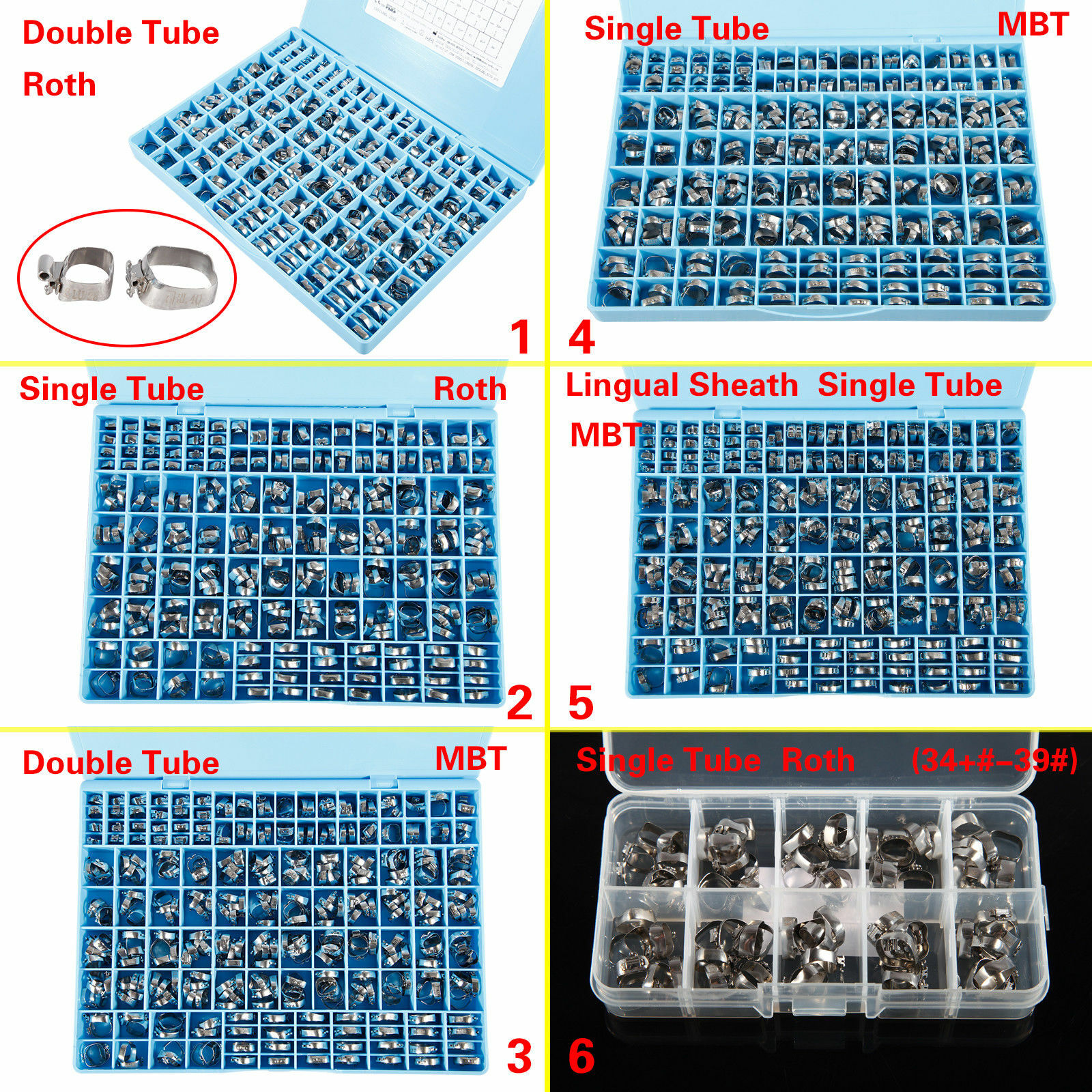 Orthodontic Buccal Single Double Tubes 1st Molar Bands Roth/MBT Kit/ Separator