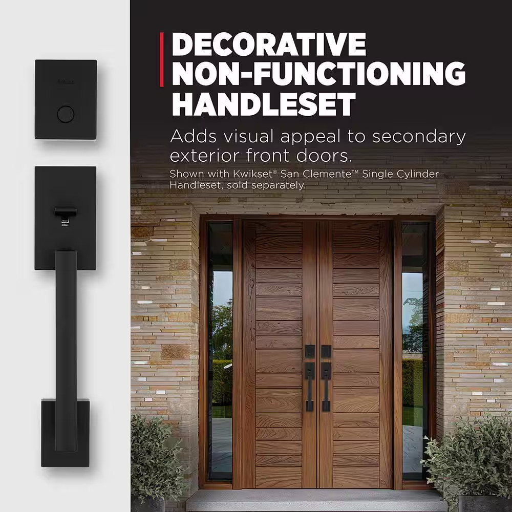 San Clemente Matte Black Keyed Entry Door Handleset and Non-Functioning Door Han