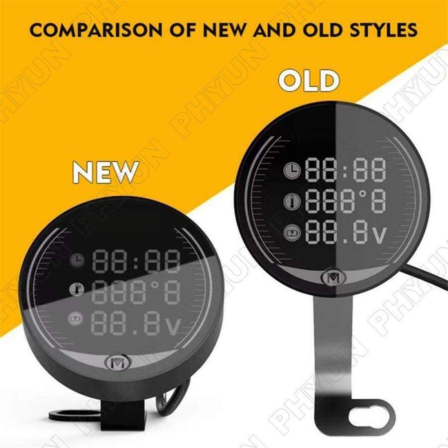 5 IN 1 Digital Motorcycle Water Temperature Voltage Meter w/22mm Sensor Adapter