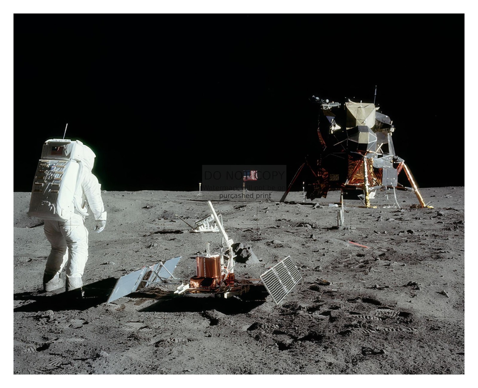 BUZZ ALDRIN APOLLO 11 LUNAR LANDER ON THE MOONS SURFACE 8X10 NASA PHOTO