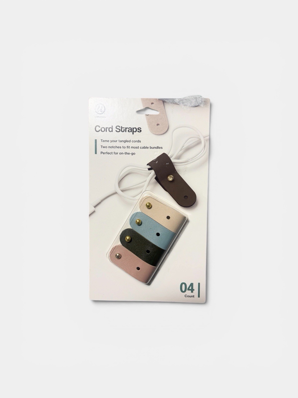 Ubrands Cord Straps 4-Pack Vegan Leather Cable Organizer Cord Management Straps