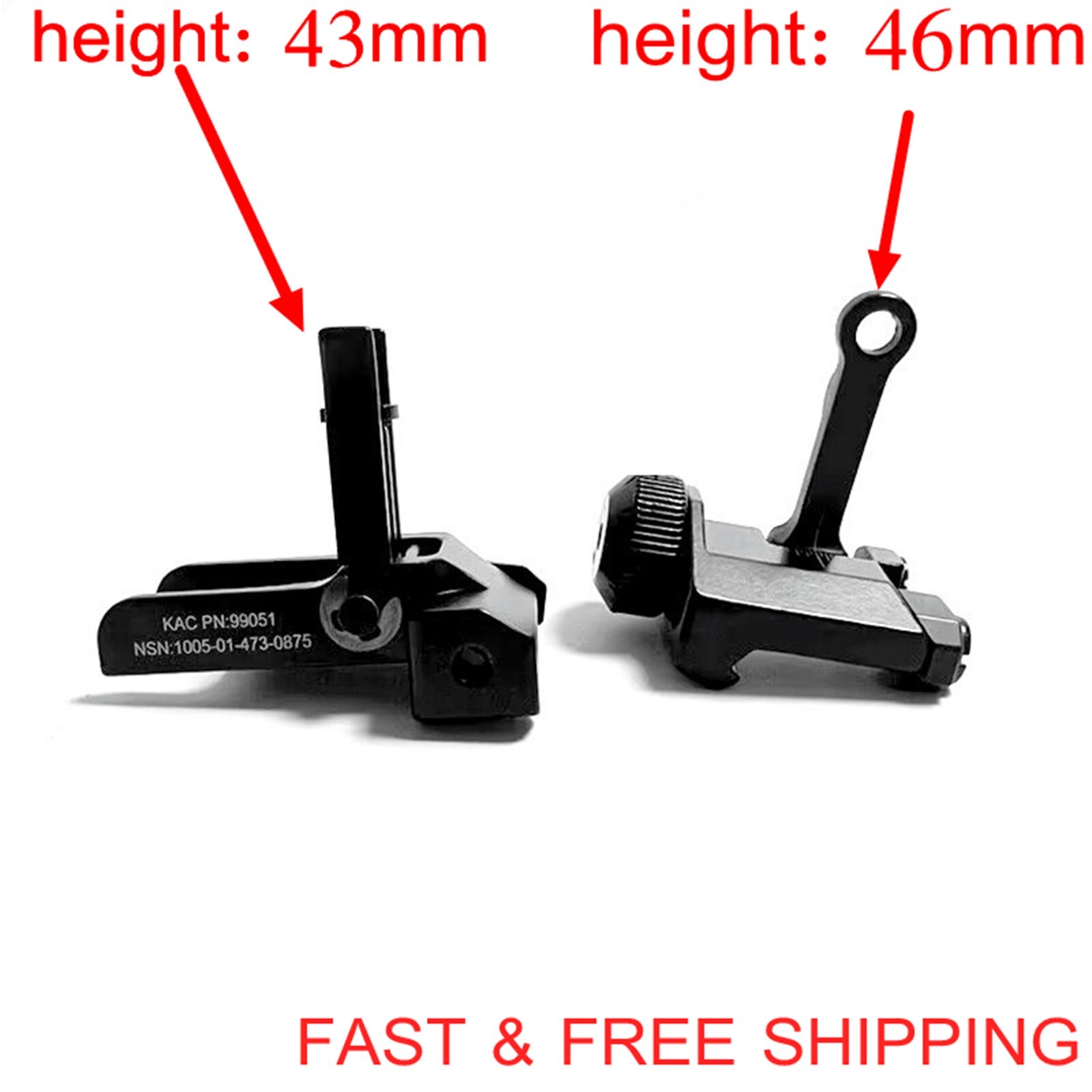 1 pair For KAC300 Folding Sights Front & Rear Sights Mechanical Direct Mount Up