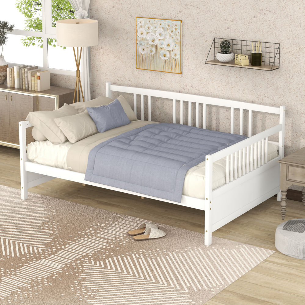 Full Size Bed Frame Wood Bed Platform Bed Daybed with Support Legs for Bedroom