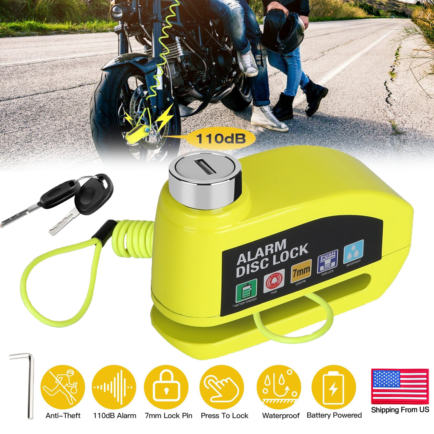 Disc Brake Lock Motorcycle Alarm Sound Anti-Theft Bike Motorcycle Wheel Lock