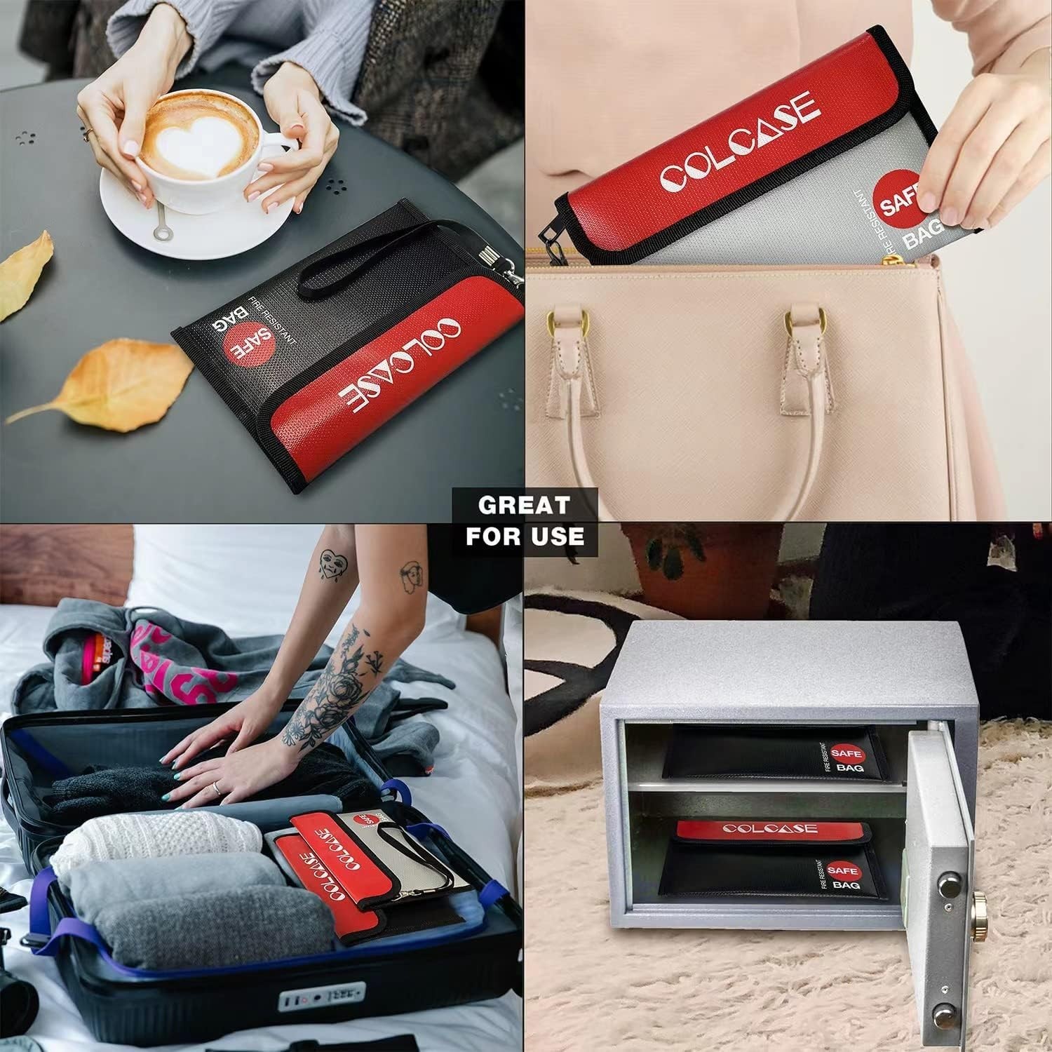 Enhanced 2-Pack Fireproof & Water-Resistant Bags - Zipper Closure for Security