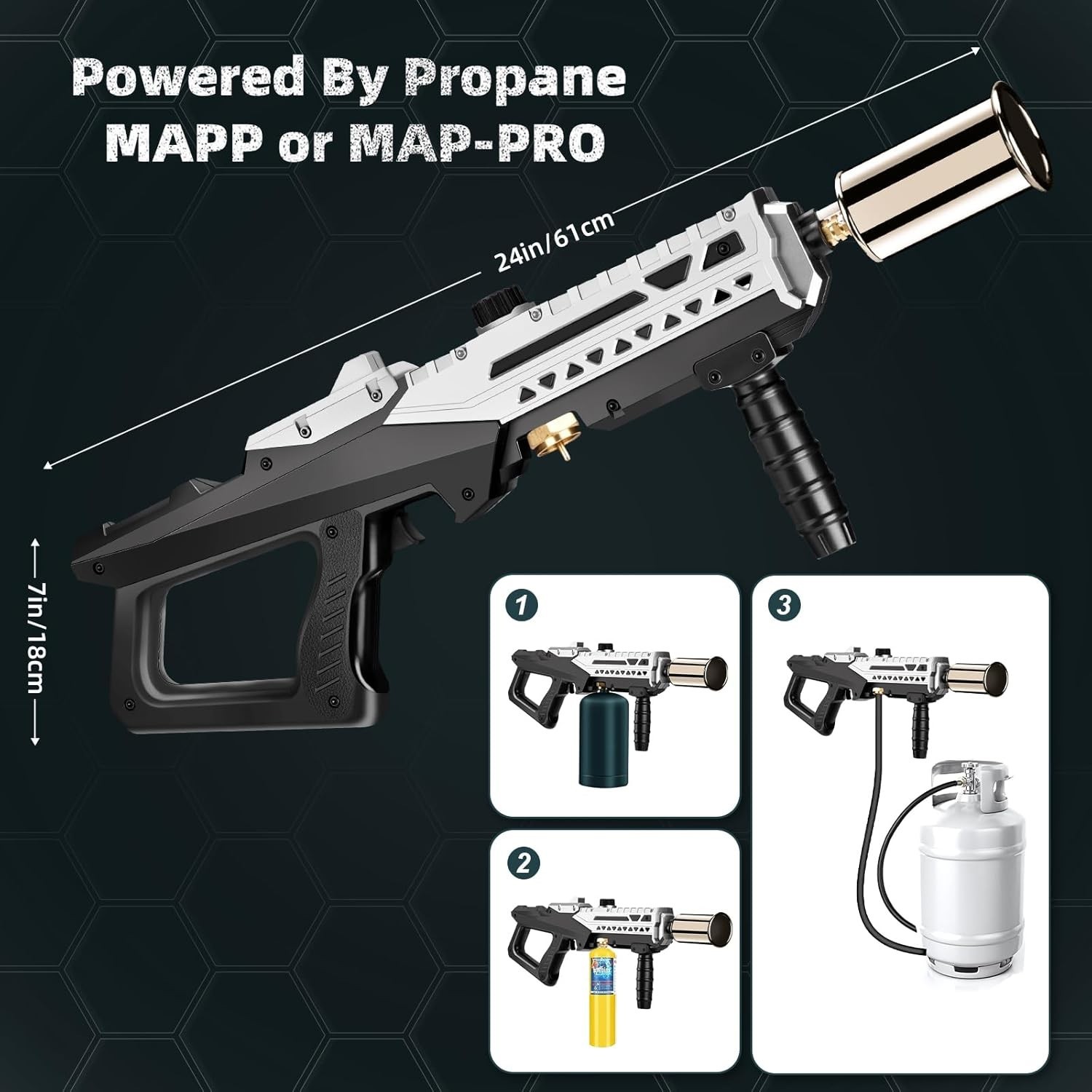 Powerful Propane Torch Gun, Adjustable Flame Thrower Gun, Kitchen Torch with ...