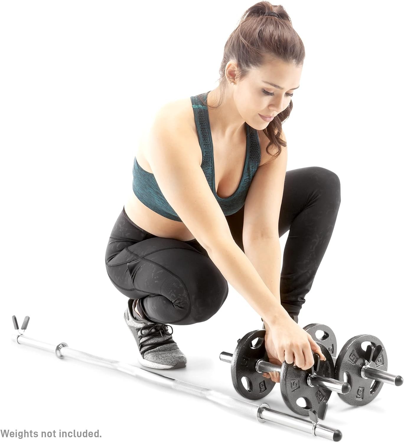 Hollow Curl Bar and Dumbbell Handle Set with Spring Collars