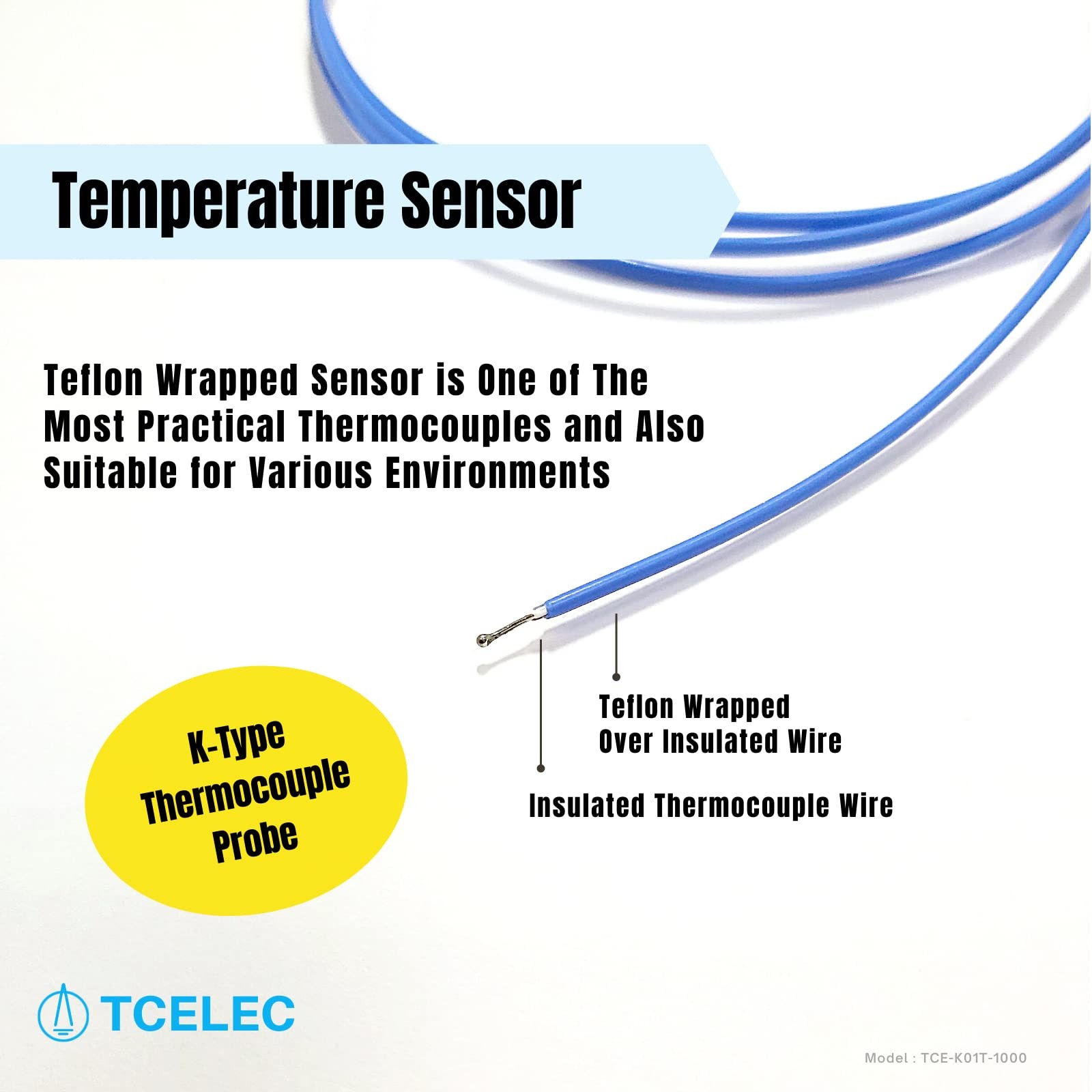 TCEK01T1000 K Type Bared Head Temperature Thermocouple Sensor 4 To 392F