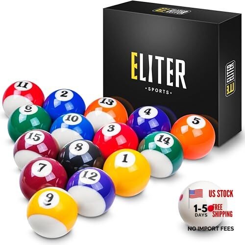 Pool Balls Set Made of Phenolic Resin – 16 Billiard Balls 2-1/4 Inch (57.2 mm)