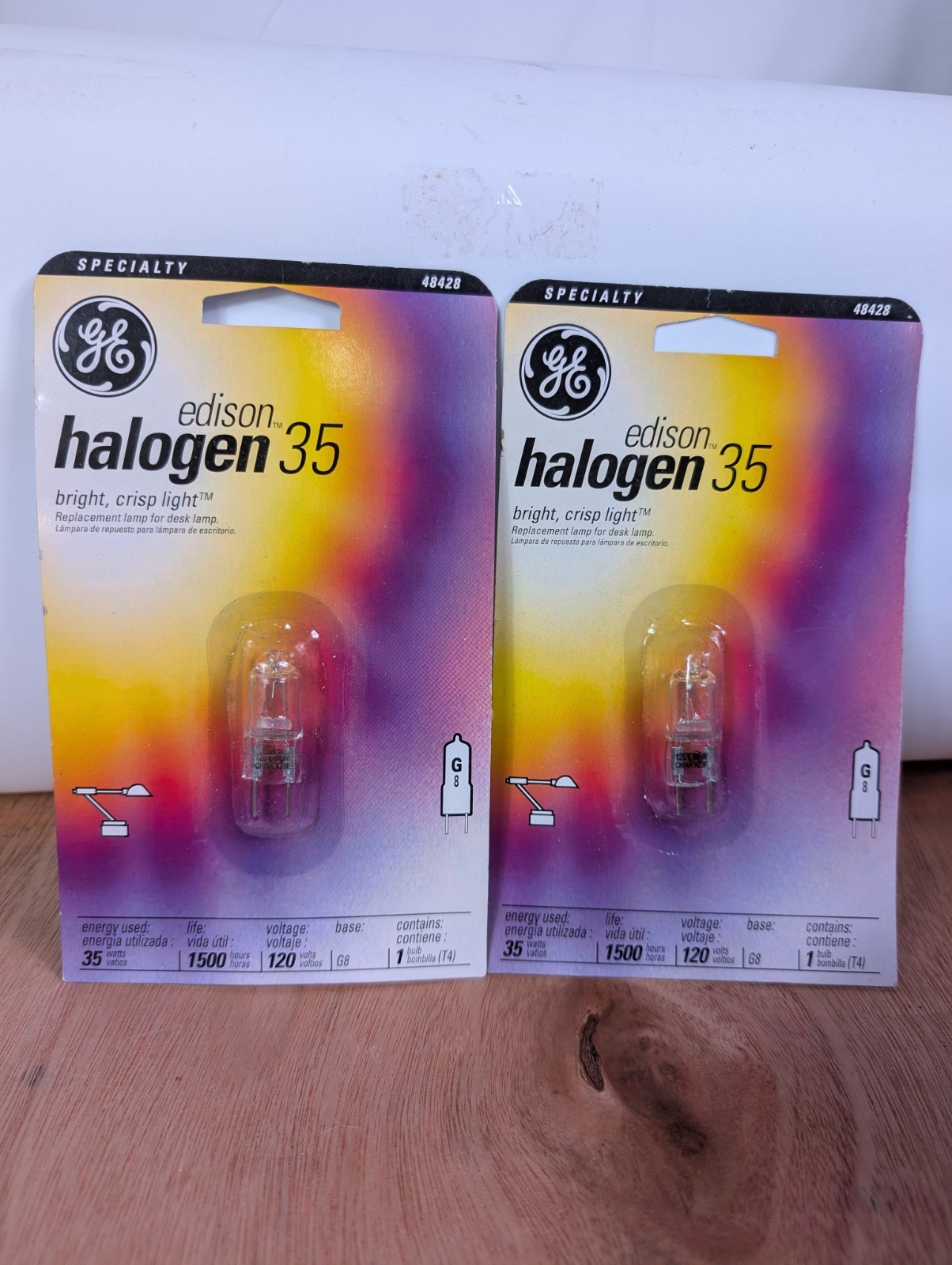2 GE 48428 Halogen Bulb Edison 35 W T4 Specialty 350 lm Bright Crisp Light Clear