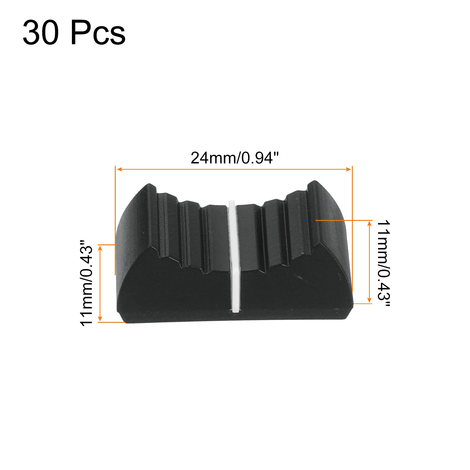 Straight Slide Potentiometer Knob 4x1mm/0.16x0.04 Inch Black White Pack of 30