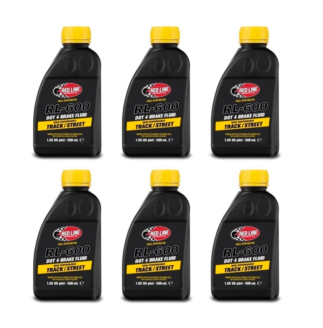 Redline 90404 Full Synthetic RL-600 Brake Fluid DOT 4 Track Street - Pack of 6