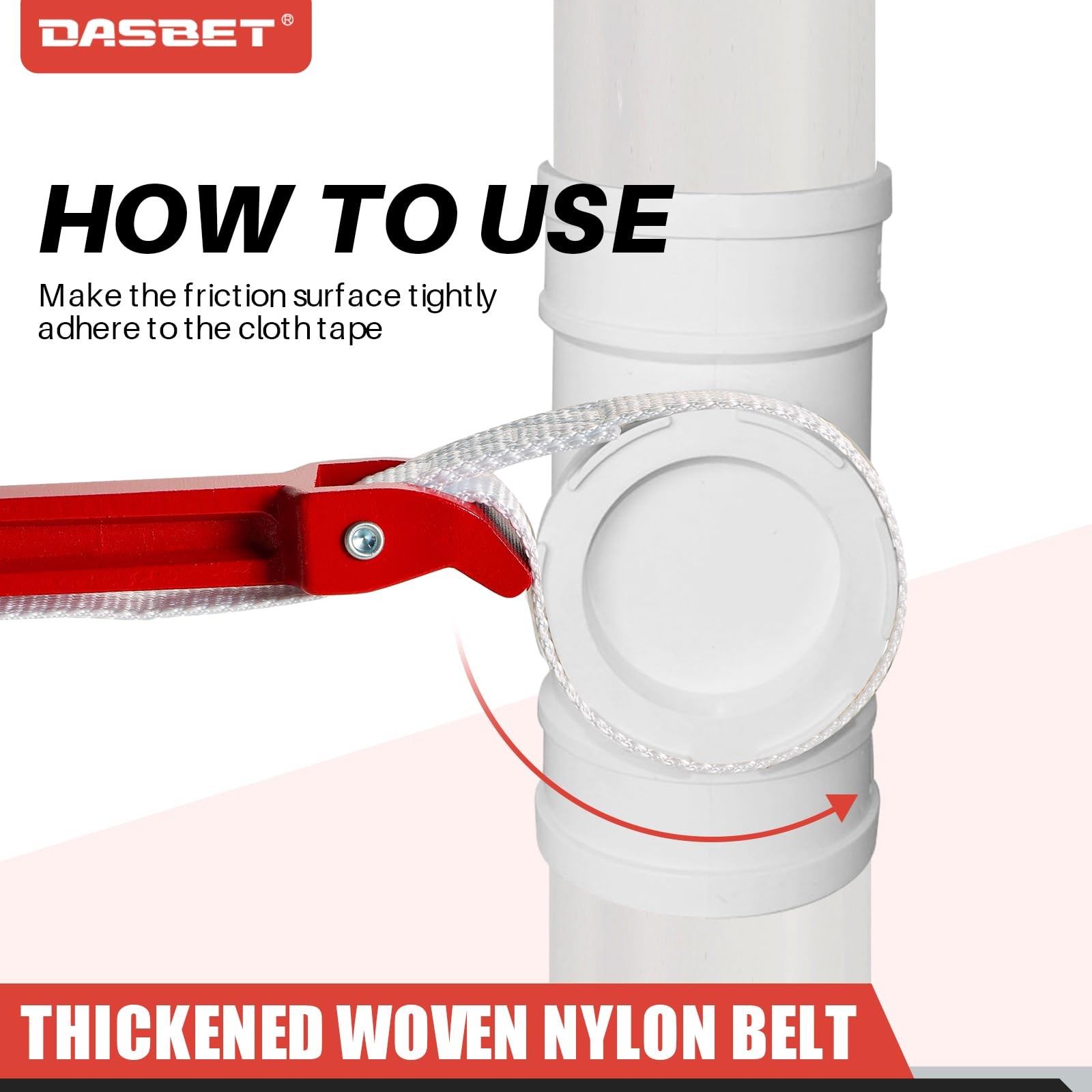 DASBET 12 Inch Strap Wrench Pipe Adjustable
