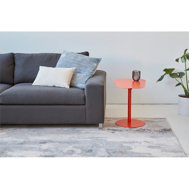 Chroma Modern Metal End Table Space Saving C Shaped Design in Orange