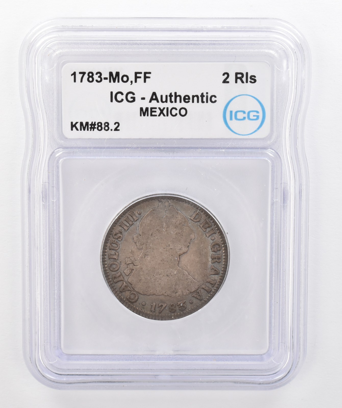 1783 Mo FF Mexico 2 Reales KM#88.2 Authentic ICG Beautiful Tone *0282
