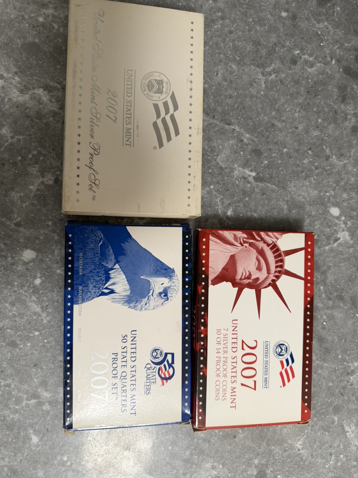 2007 United States Mint 14 Coin Set with Silver Proof 5 state Quarters
