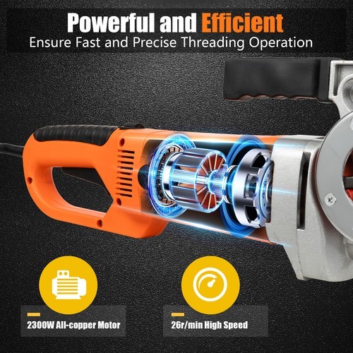 Handheld Electric Pipe Threader Threading Machine W/6 Pipe Cutter 1/2" - 2"