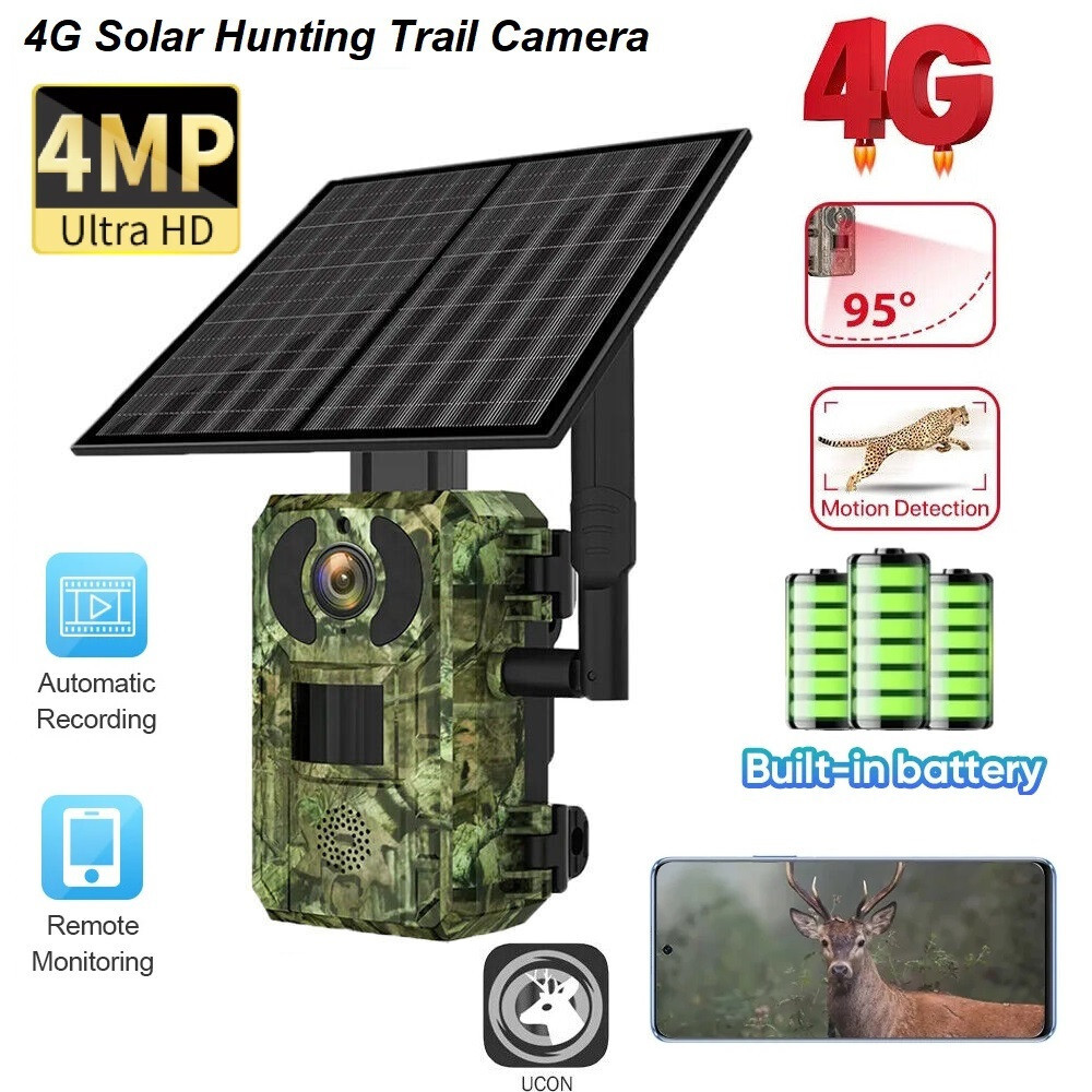 BOAVISION 2K 4G LTE Cellular Solar Trail Camera Security Camera + SIM Card US