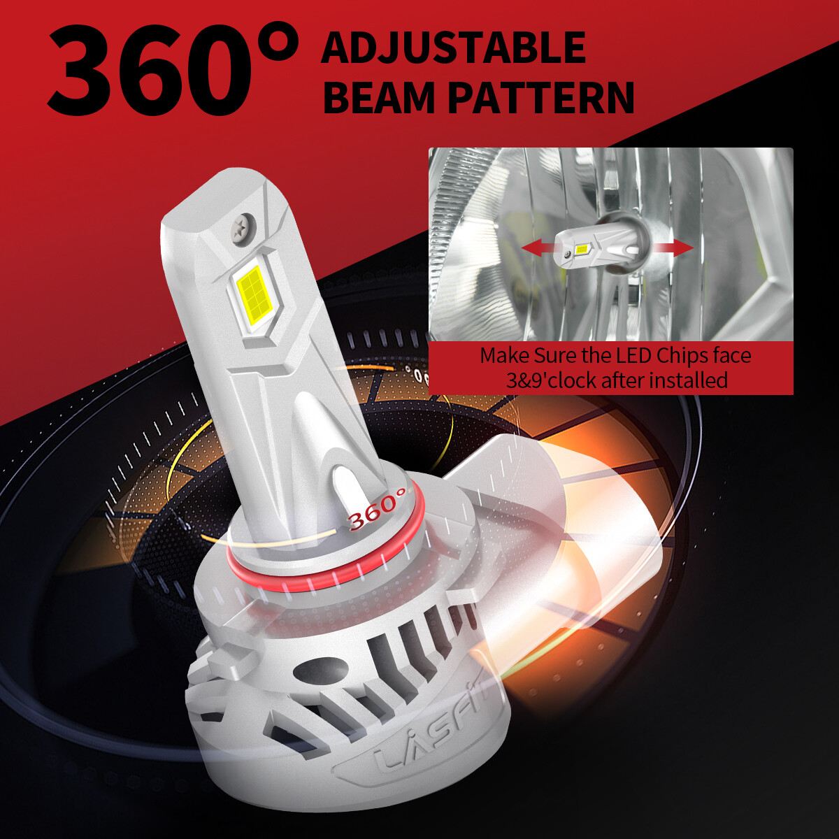Lasfit HB3 9005 LED Headlight Bulbs High Beam 6000K Bright White Replace 2X