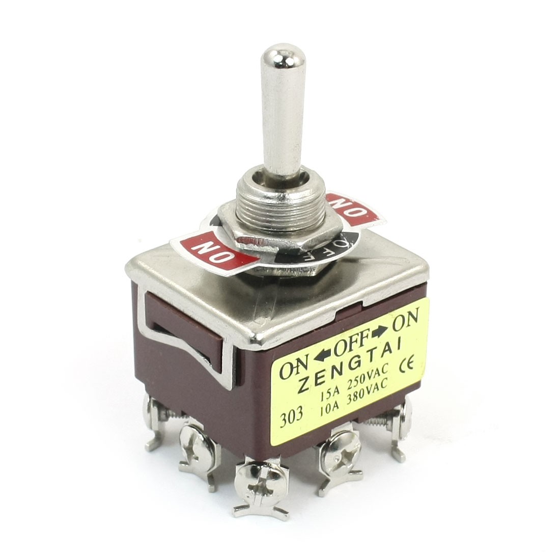 AC380V 10A ON-OFF-ON 3 Positions 9 Pins Latching Toggle Switch 3PDT Brick Red