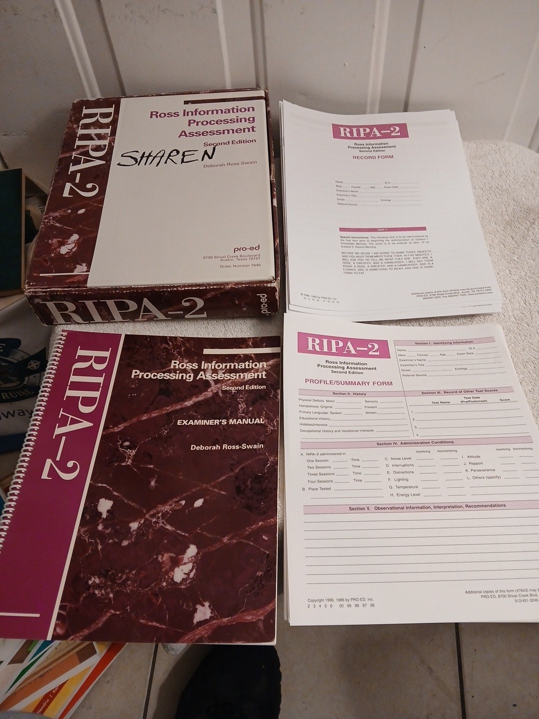 RIPA-2 Ross Information Processing Assessment 2nd Ed Kit Pro-Ed Used Very Good