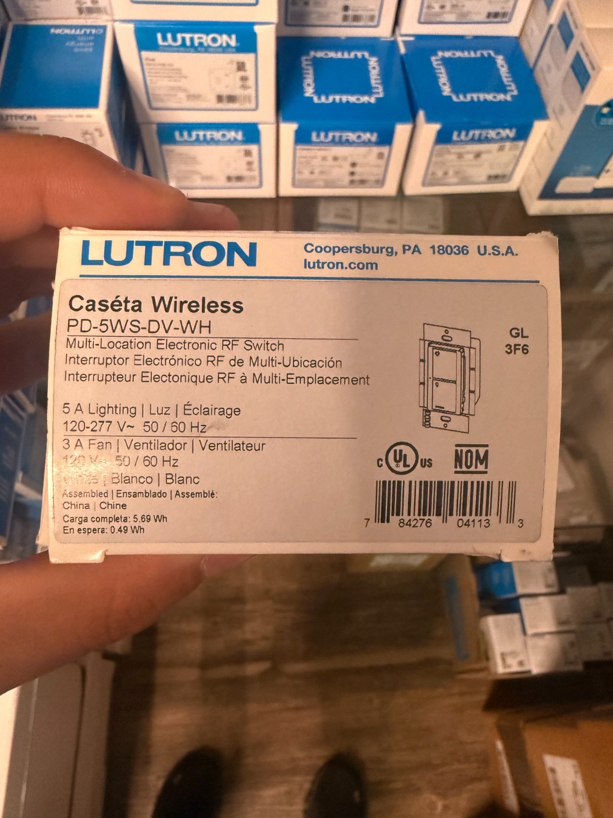 Lutron PD-5WS-DV-WH Caseta Smart Switch No Neutral 120/277V On/Off 3-Way White