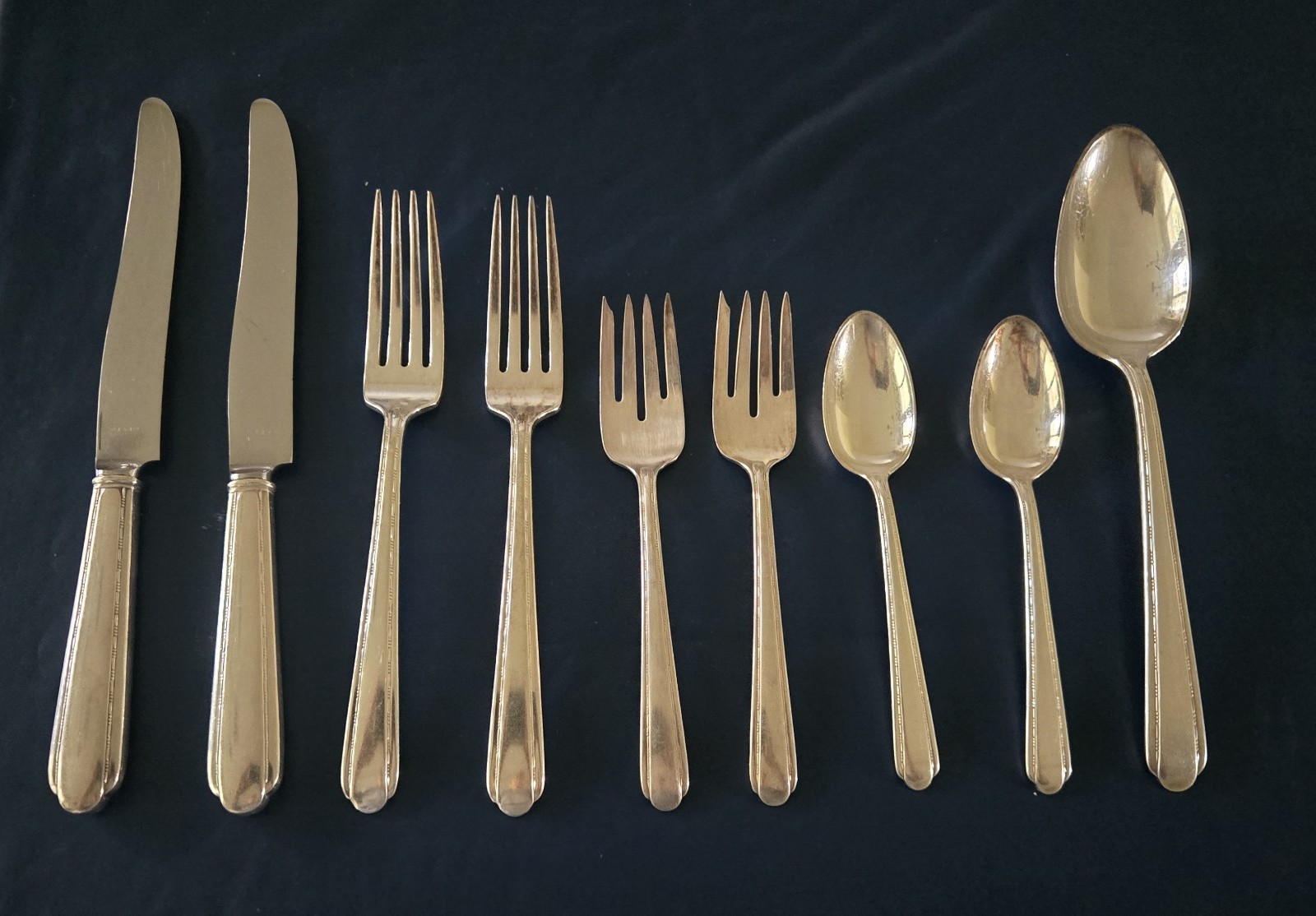9 pc Melody by Alvin silverplated flatware (patent 1930)