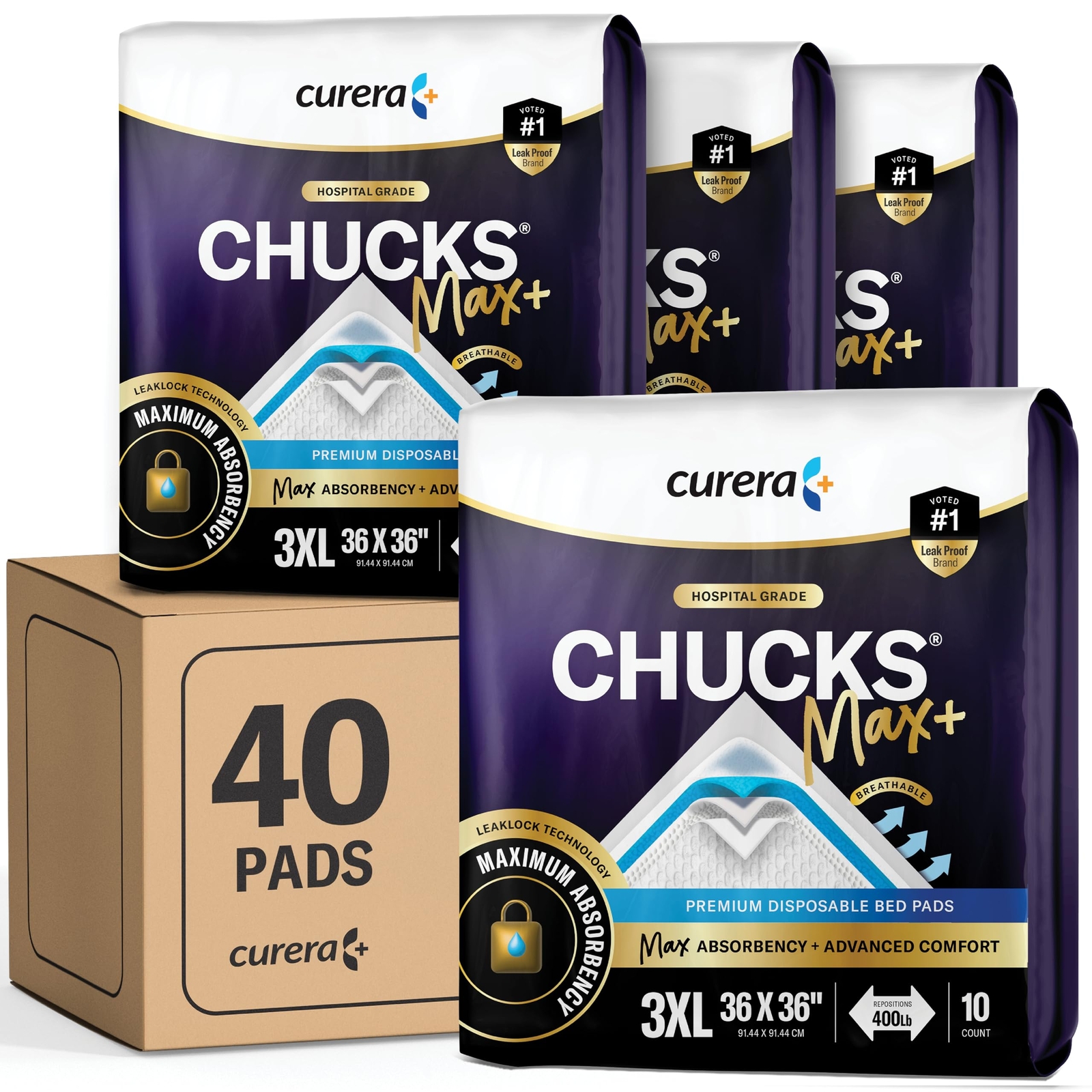 Chucks MAX-Plus Hospital Bed Pads Disposable Adult 36 x 36 Soft & Breathable