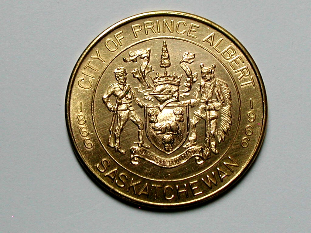 Prince Albert (PA) SK CANADA 1966 Trade DOLLAR Token with Historic Coat of Arms