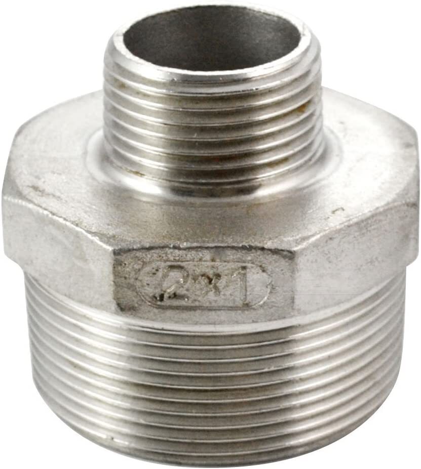 2" Male to 1" male NPT Hex Nipple Pipe Fitting Reducer Adapter Stainless Steel