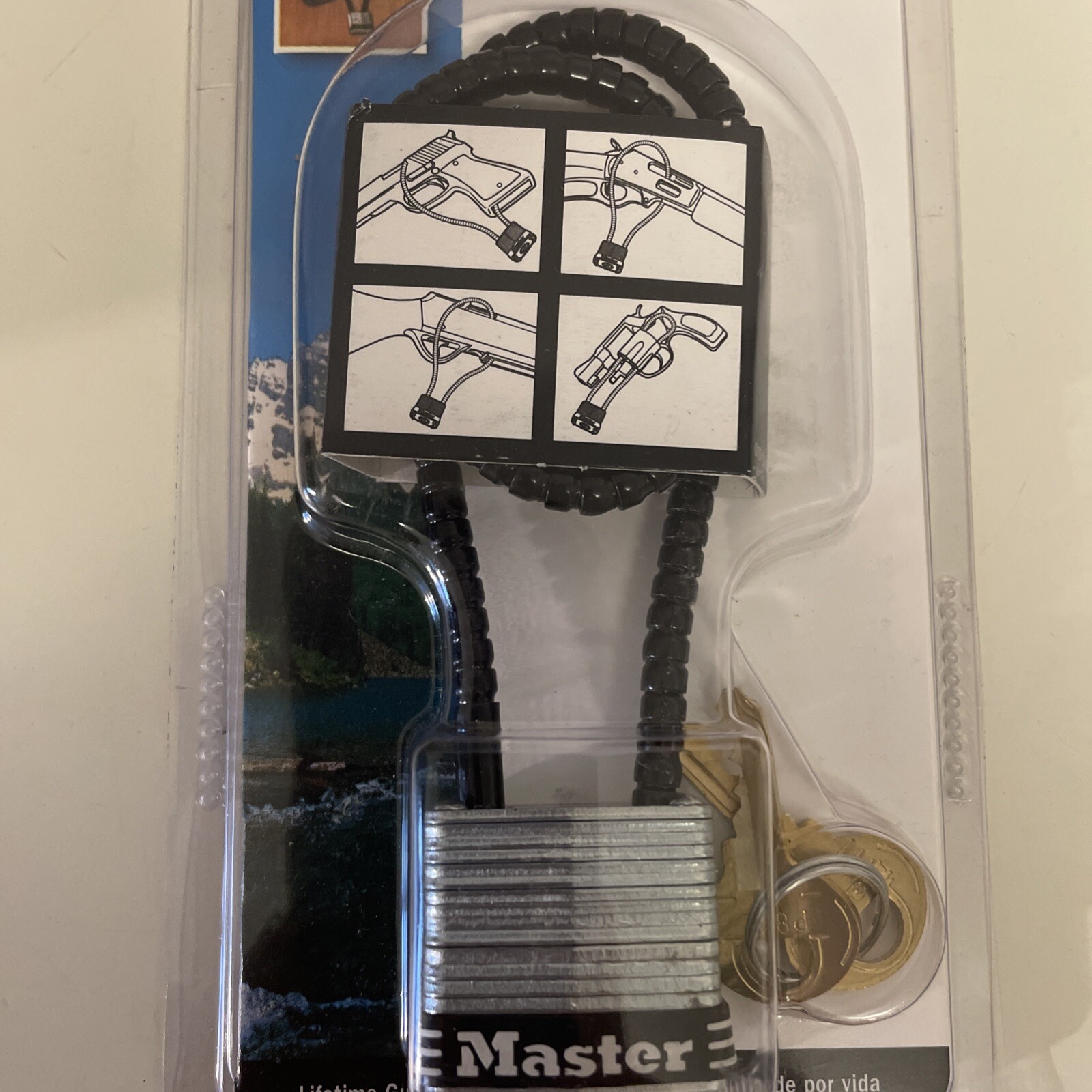 Master Lock Braided Stainless Steel Cable Gun Lock Scratch Resistant 2 Keys Also