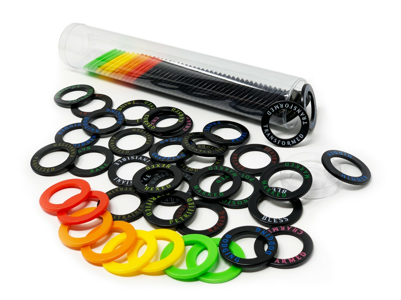 Health & Condition Rings - 80 Pack - Double Sided Black Plastic Rings DnD D&D