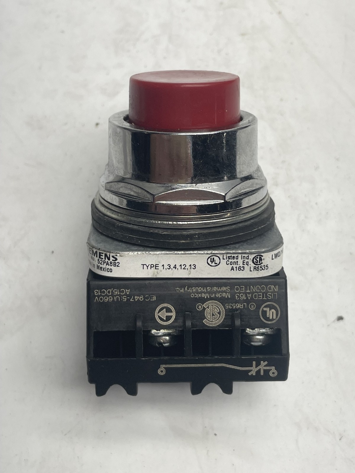 SIEMENS 52PA8B2 RED PUSHBUTTON NSNP