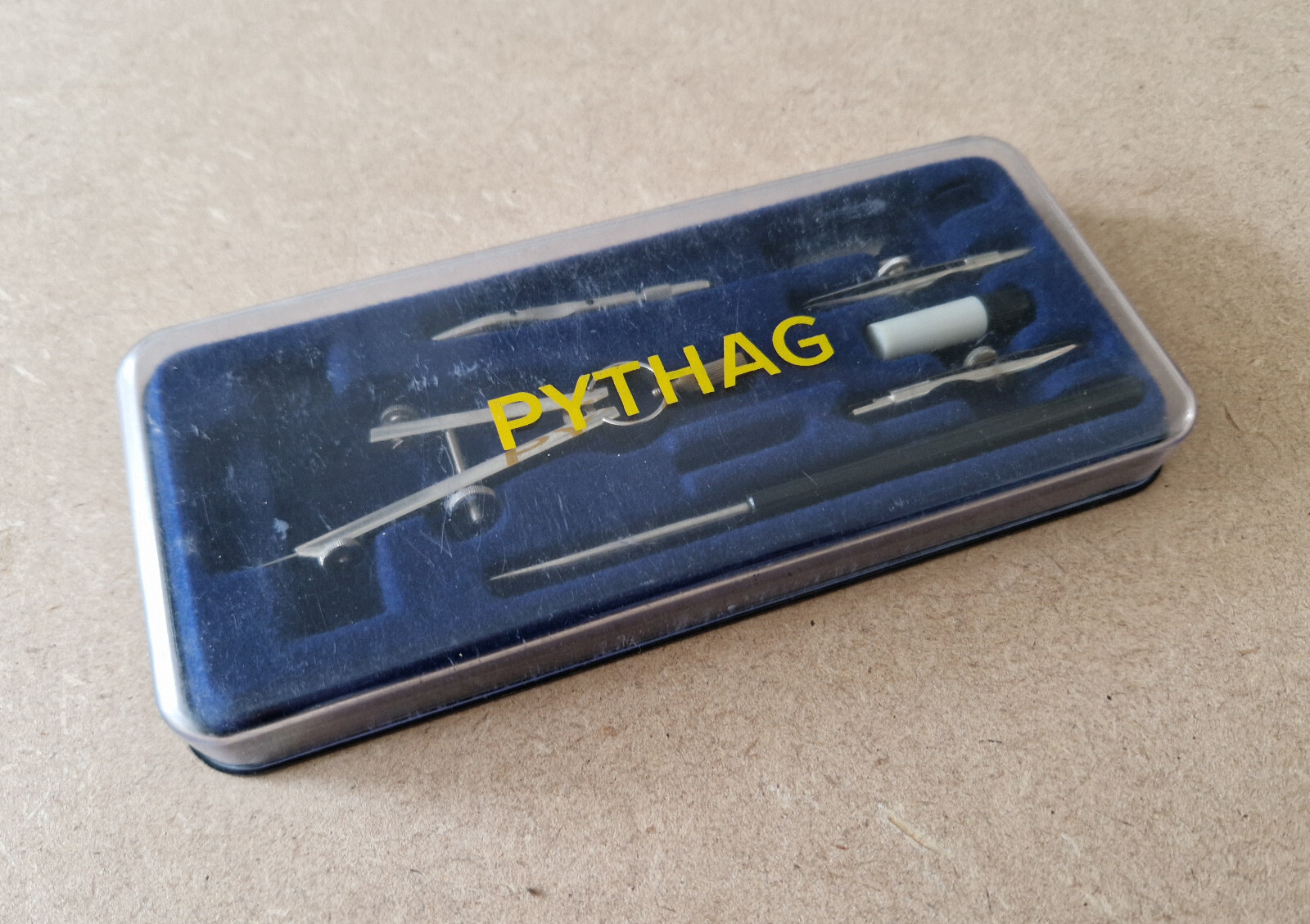 Vintage Pythag drafting compass drawing set In Case