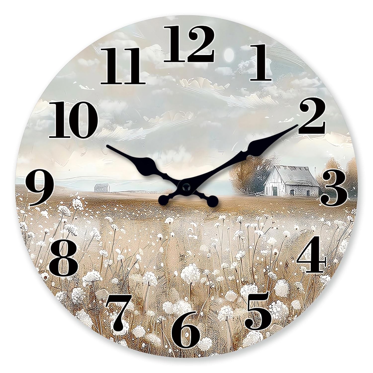 XFM Farmhouse Wall Clock for Living Room Decor 20 Inch Battery Operated Silen...