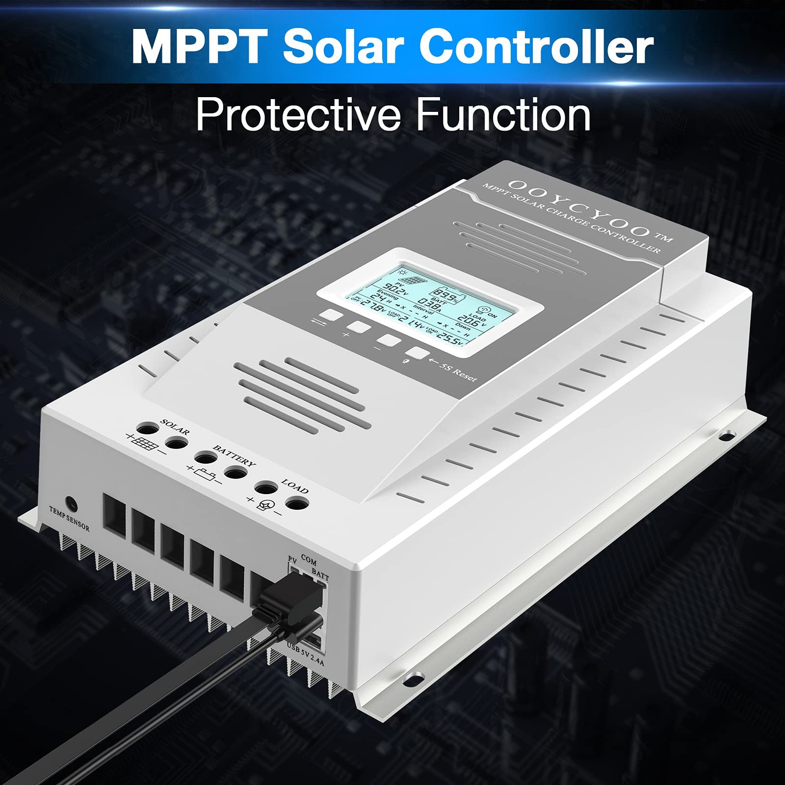 Ooycyoo Mppt Charge Controller 100 Amp 12V/24V Auto 100A Solar Panel Charge