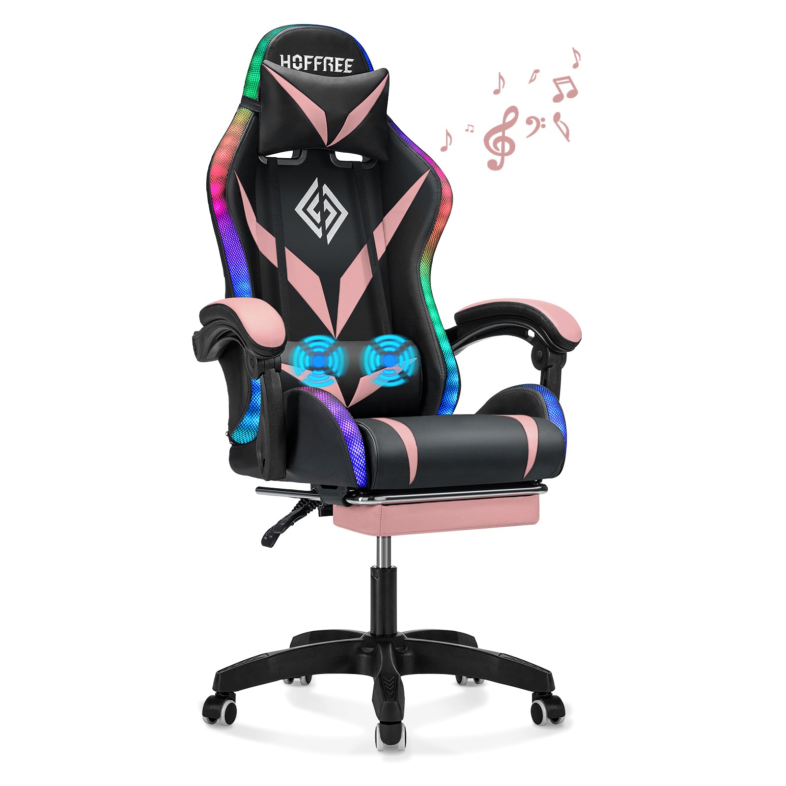 LED RGB Computer Gaming Chair Ergonomic Office Chairs Recliner Speaker Bluetooth