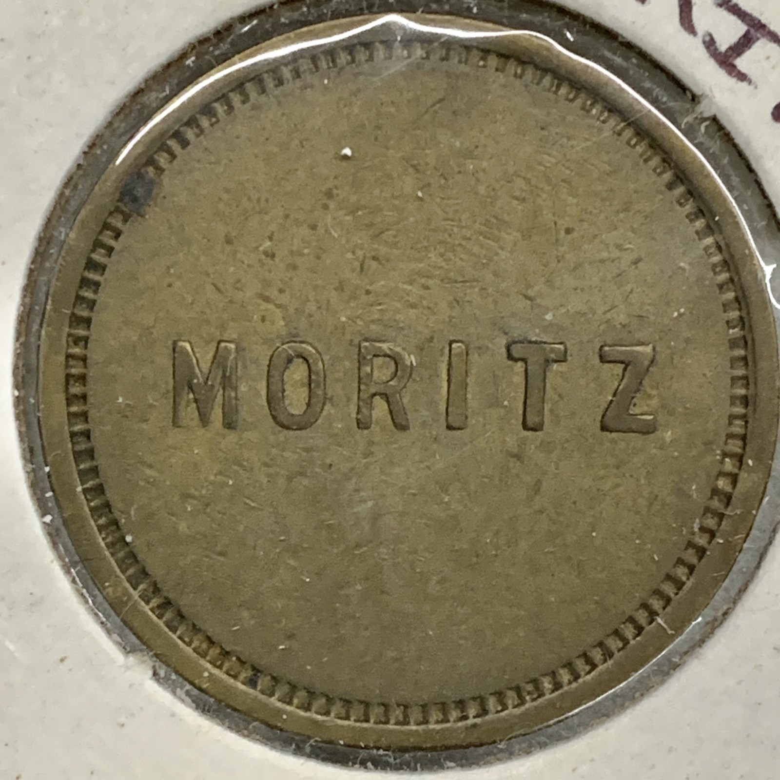 Colorado, Denver Moritz Drug Store 1905 Five Cents Brass Token 311429