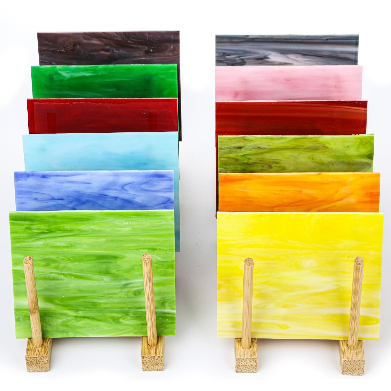 12 Sheets Opaque Stained Glass Bulk 4 x 6 inches, Mix 12 Colors