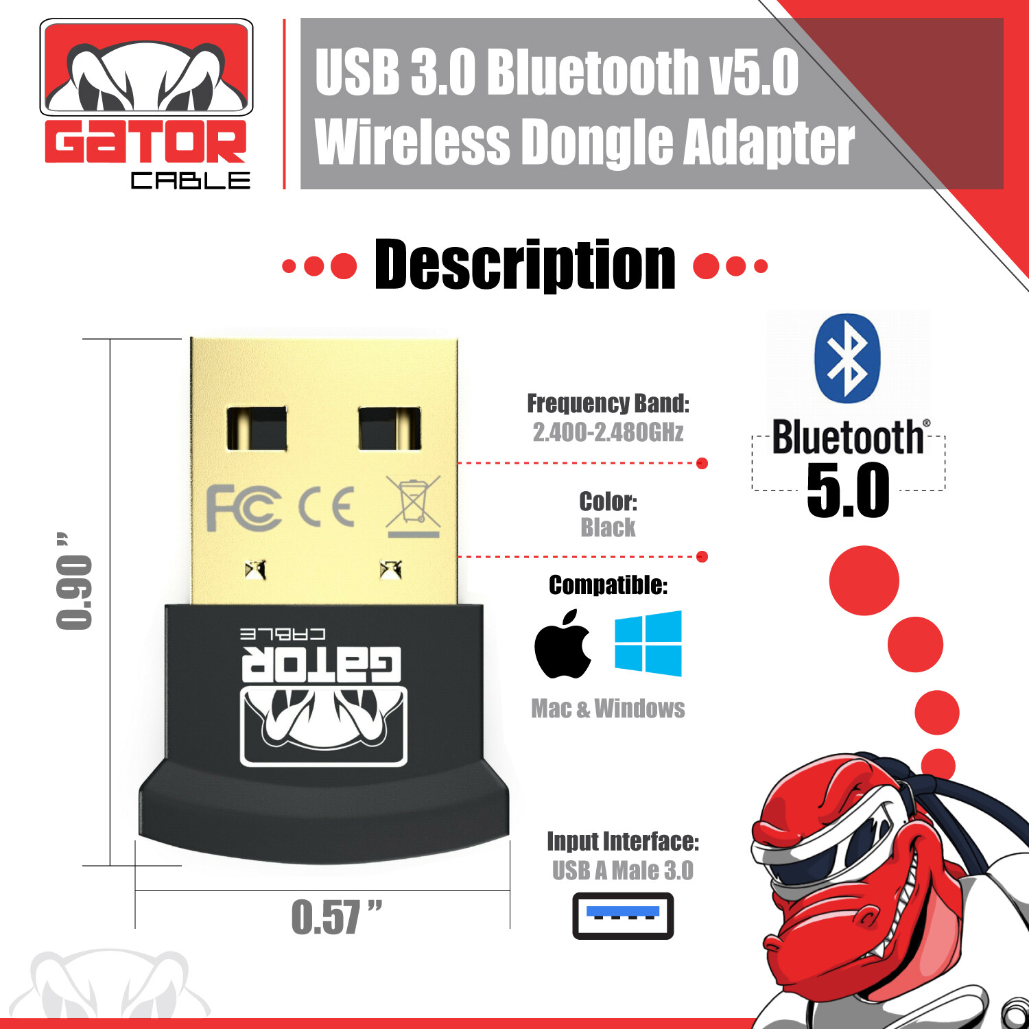 USB 3.0 Bluetooth 5.0 Dongle Adapter Wireless Receiver for PC Laptop NoteBook