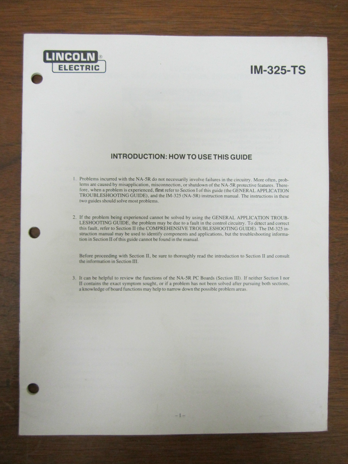 LINCOLN ELECTRIC TROUBLESHOOTING GUIDE IM-325-TS