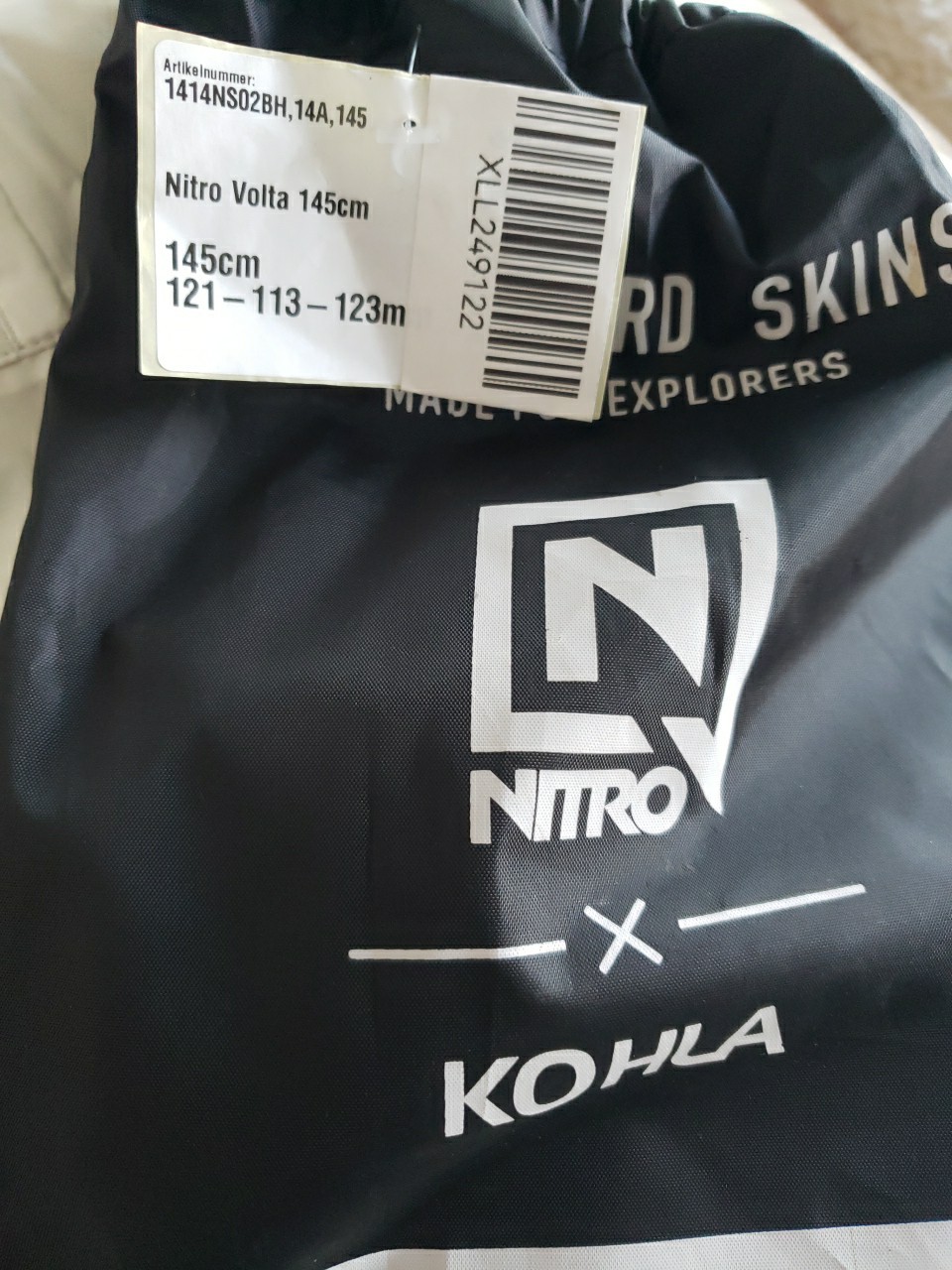Nitro Volta Climbing Splitboard Skins x Kohla 145cm NWTs