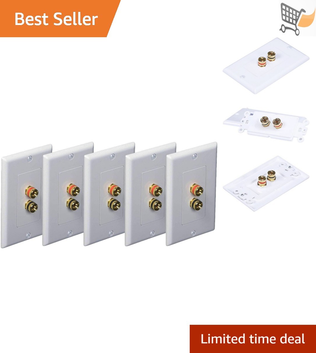 5 Pack Wall Plate for Banana Plugs Gold-Anticorrosion Connectors Speaker Moun...