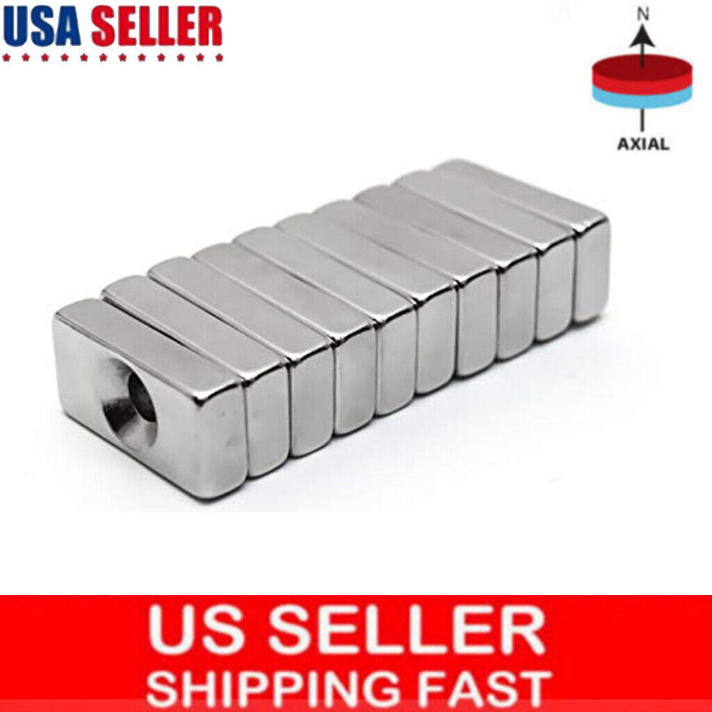 5-50pcs Super Strong Rare Earth Neodymium Block Magnets 20x10x4mm Hole 3mm N35