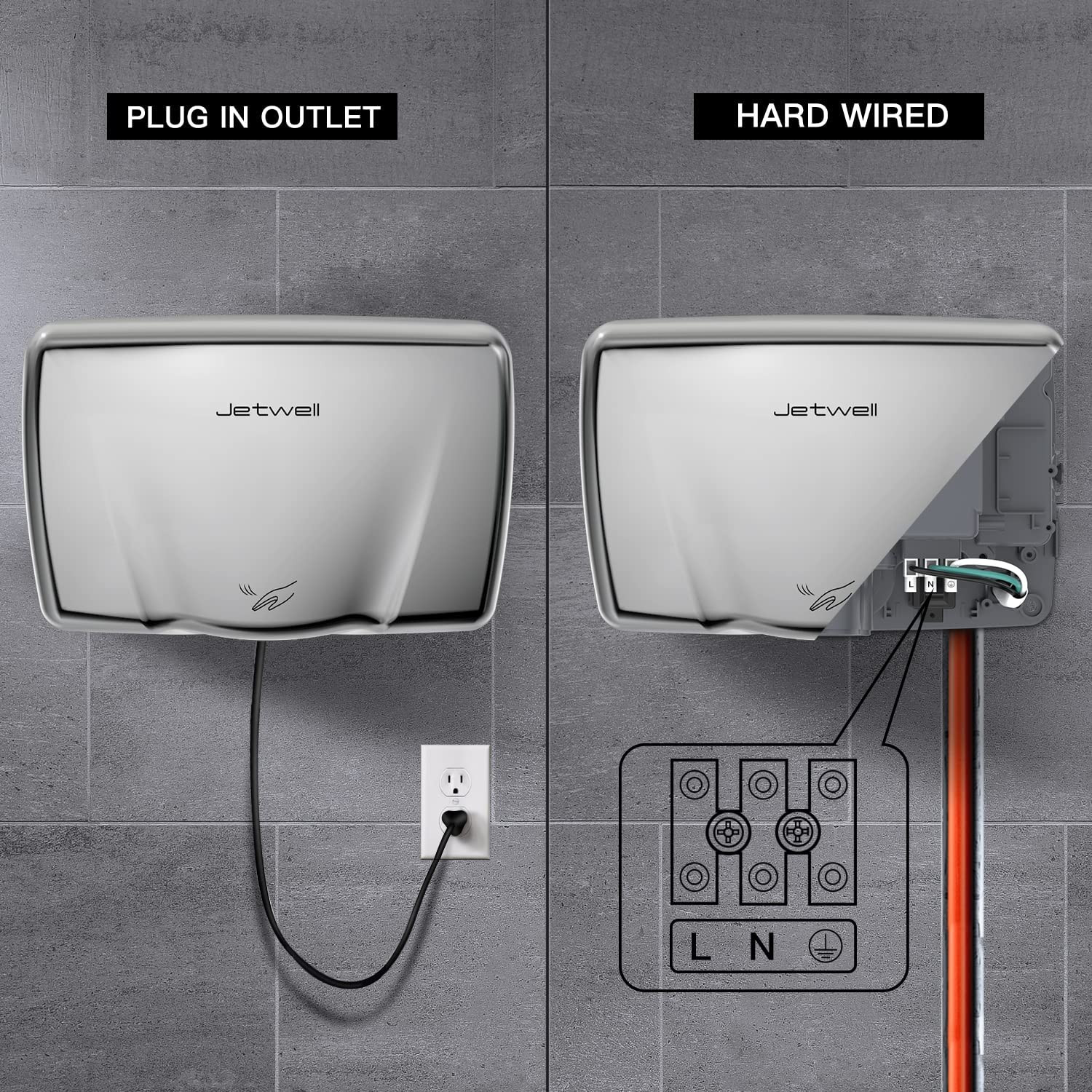 2 Pack Compact Hand Dryer For Bathrooms Commercial Heavy Duty High Speed Stainle