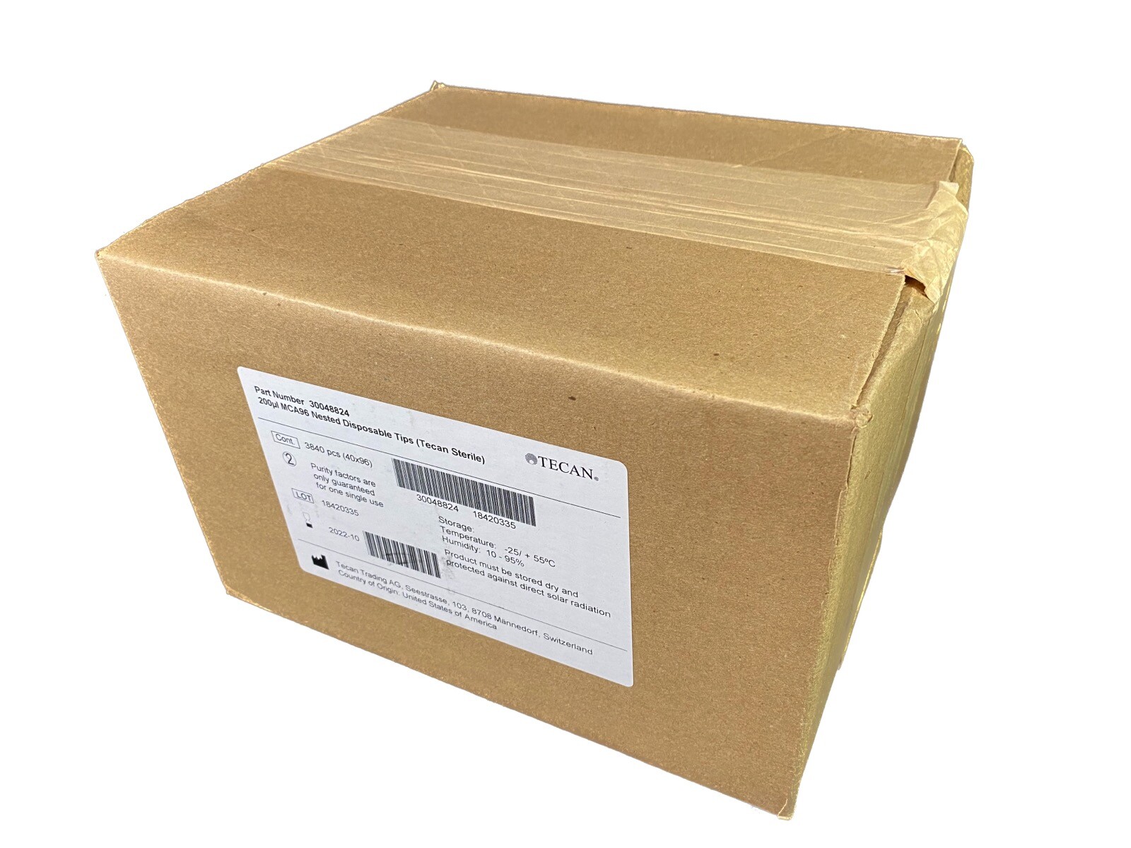 TECAN 200µL MCA96 Non-Filtered Nested 8-Stack Disposable Tips 30048824 (3840/cs)