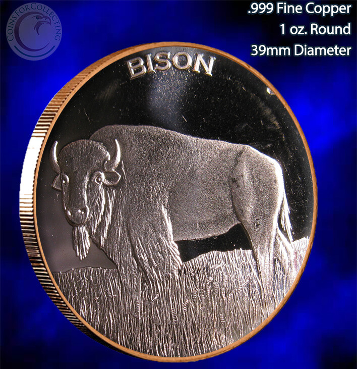"Bison" 1 oz .999 Copper Round Part of the Wildlife Series
