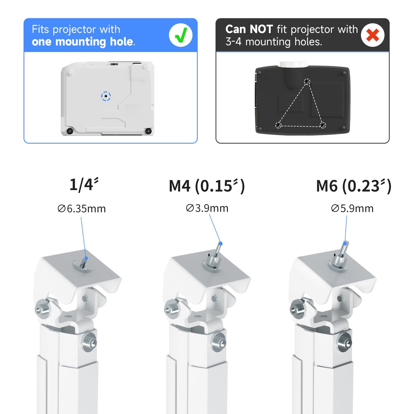 49inch Extended Mini Projector Ceiling Mount Adjustable Wall Mount with Threa...